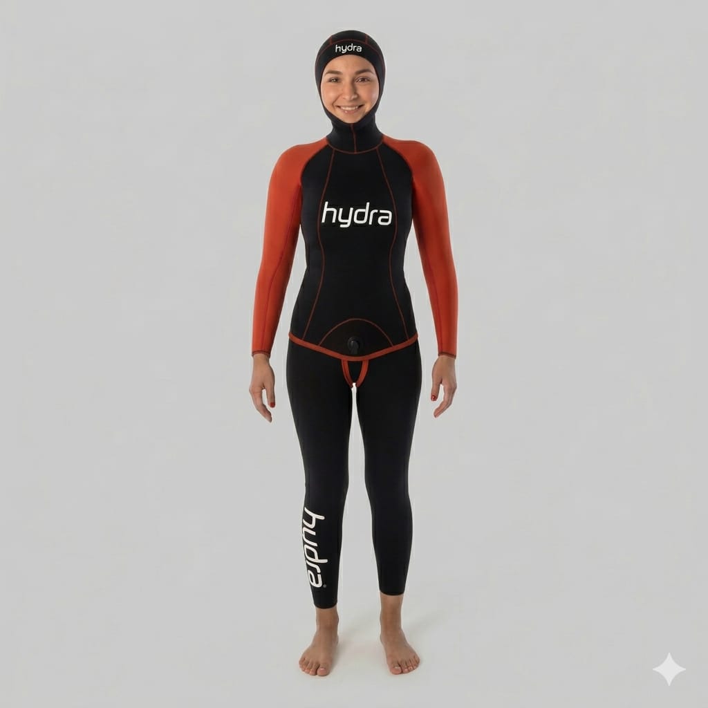 Hydra Red Black Women 1.5mm Jarse Serbest Dalış Elbisesi